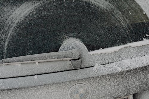 Close Up of Car Window Covered in Snow