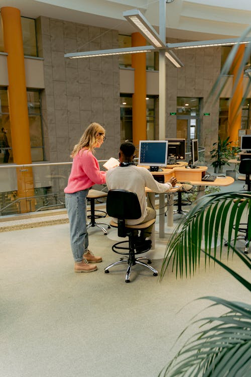 Woman and Man in Library