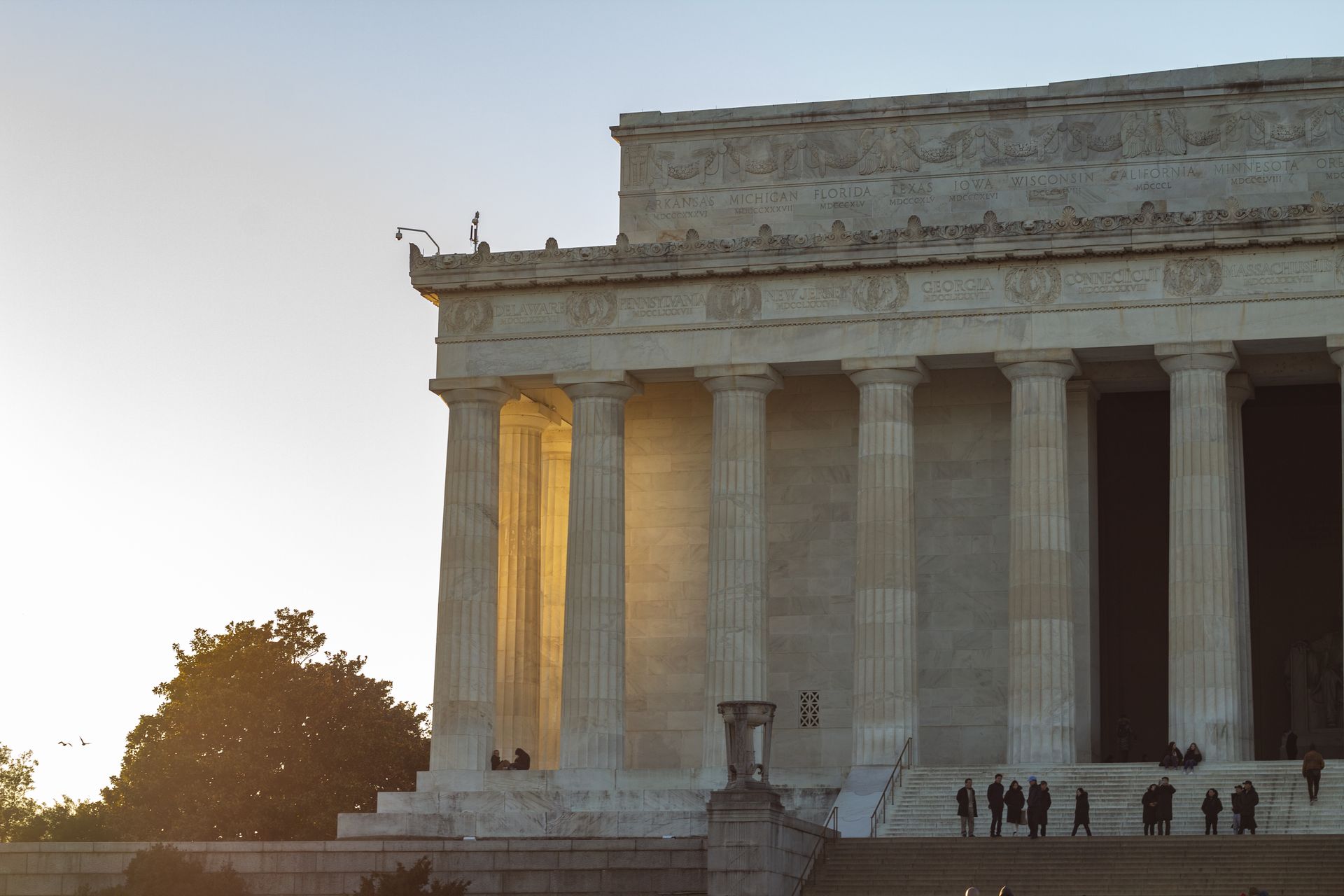 Federal Reserve building in Washington at dusk