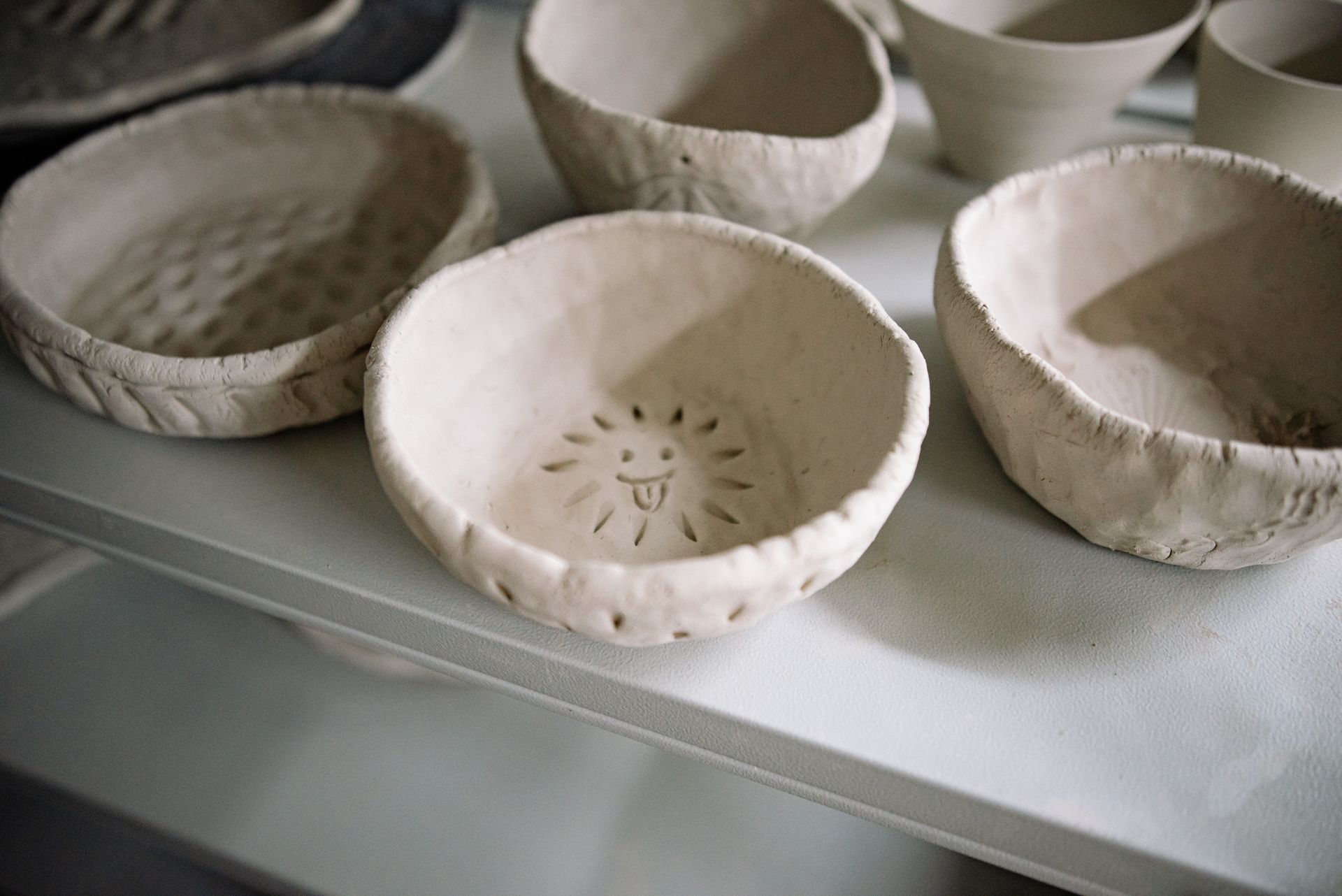 Close-up of Creative Clay Bowls