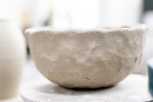 Close-up of a Clay Bowl with Rough Texture 