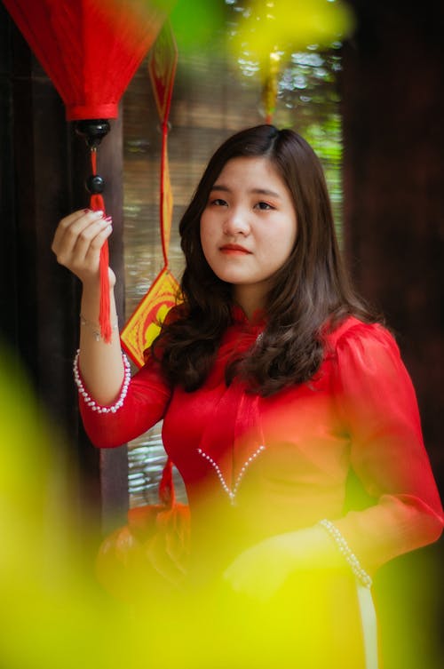 A Pretty Woman in Red Dress