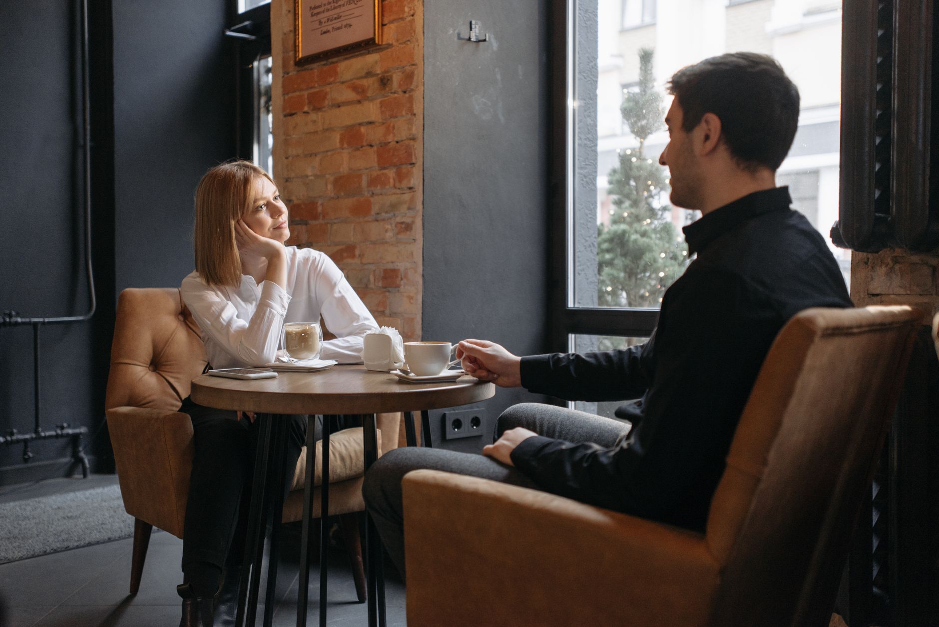 Couple meeting for coffee date