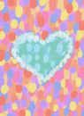 Pink Yellow and Blue Heart Illustration