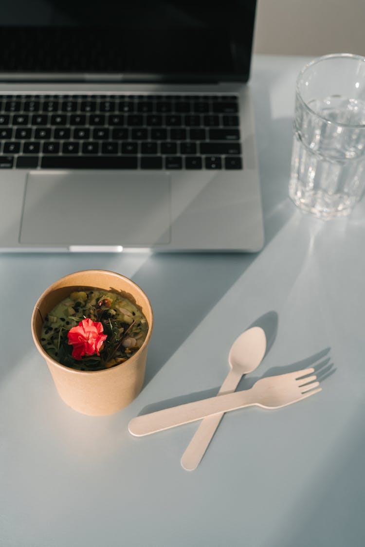 Food Delivery On A Paper Bowl