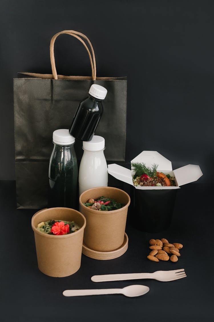 Food And Dinks Delivery In Disposable Containers