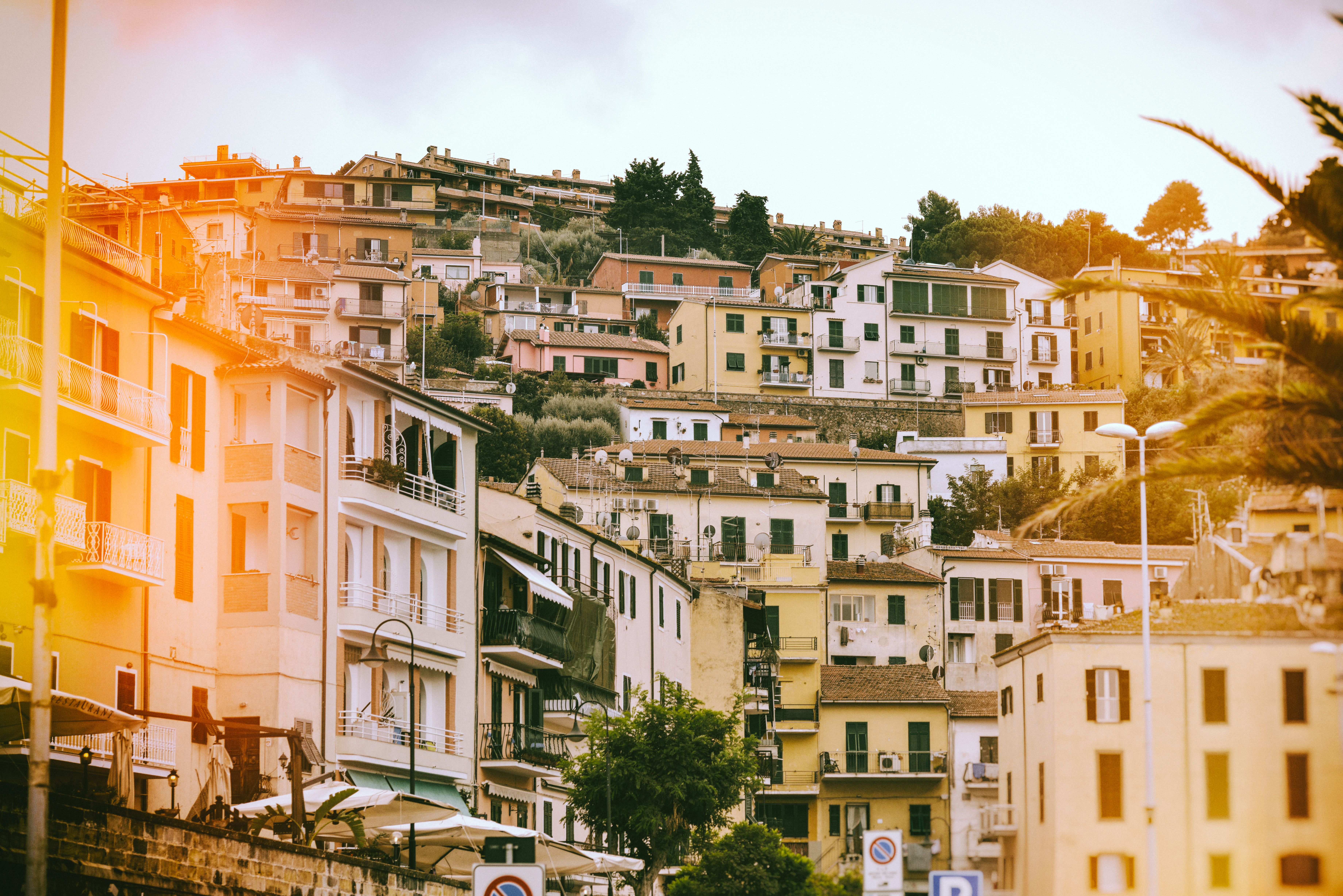 Free stock photo of hill, houses, village