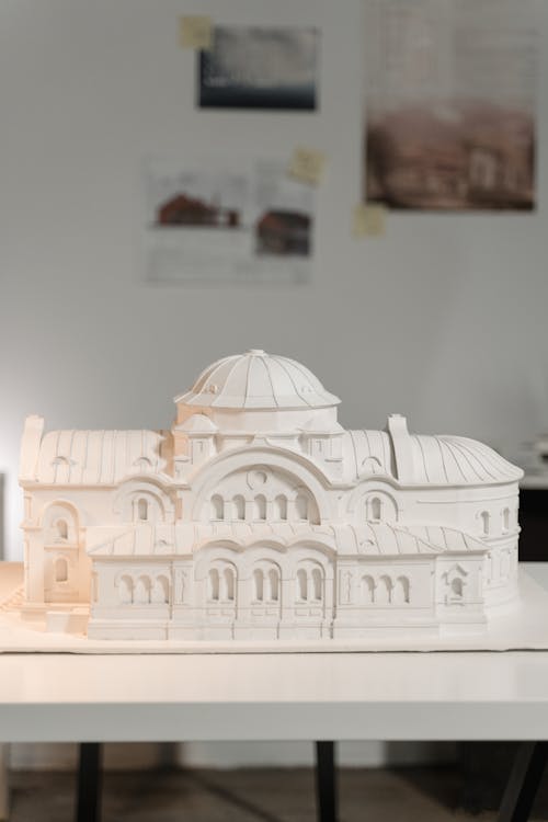 Ceramic Building Miniature on White Table