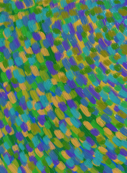 Colorful abstract pattern with bold brush strokes in blue, green, and yellow hues, perfect for backgrounds or design projects.
