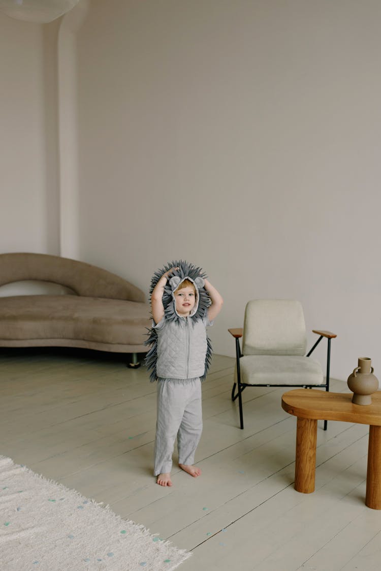 A Boy Wearing A Hedgehog Costume