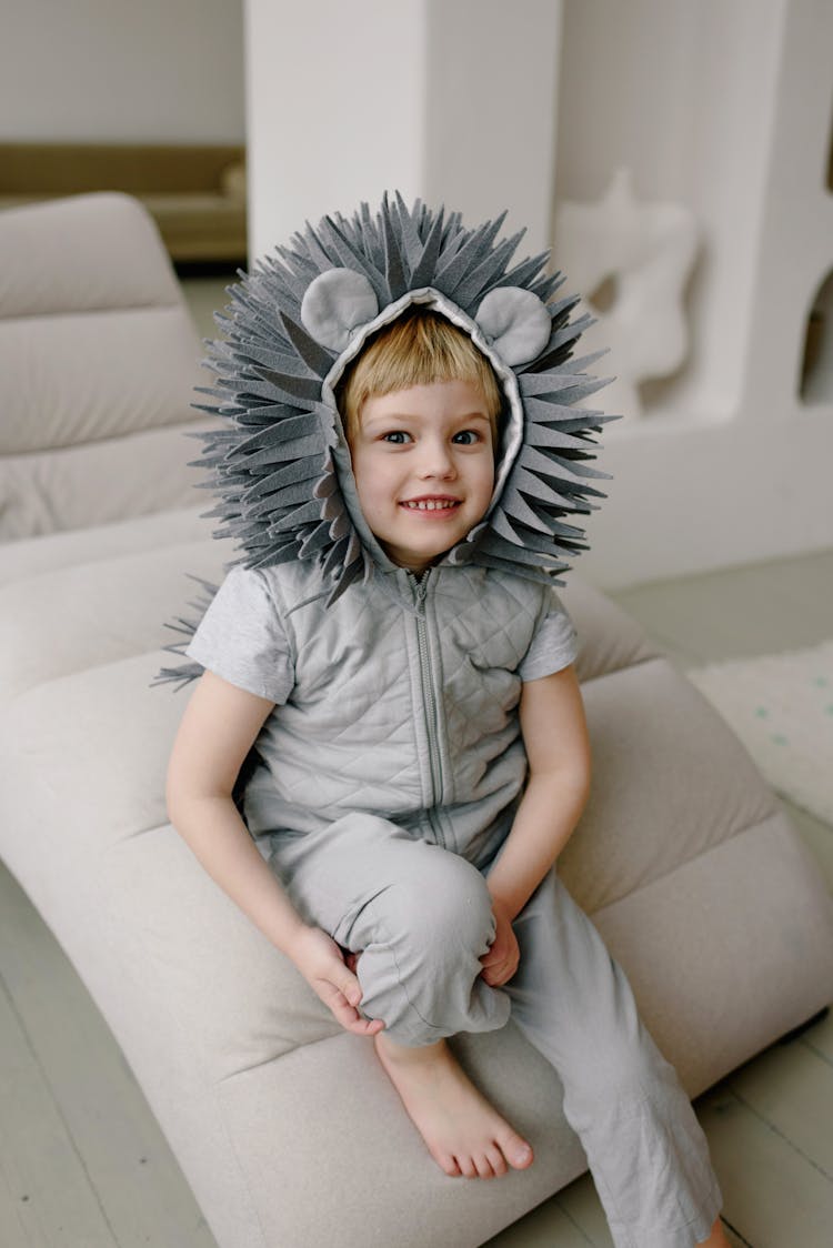 A Girl Wearing A Hedgehog Costume