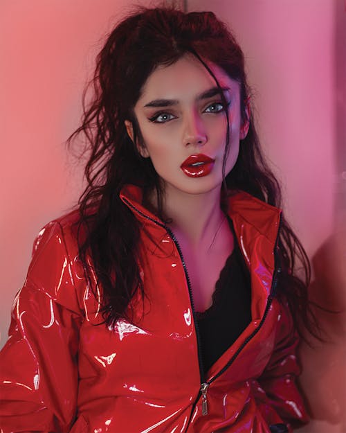 Woman in Red Leather Jacket
