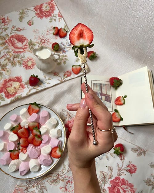 Sliced Strawberry on a Cutlery 