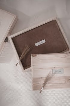 A beautifully crafted wooden box with a minimalist design, perfect for storing keepsakes.