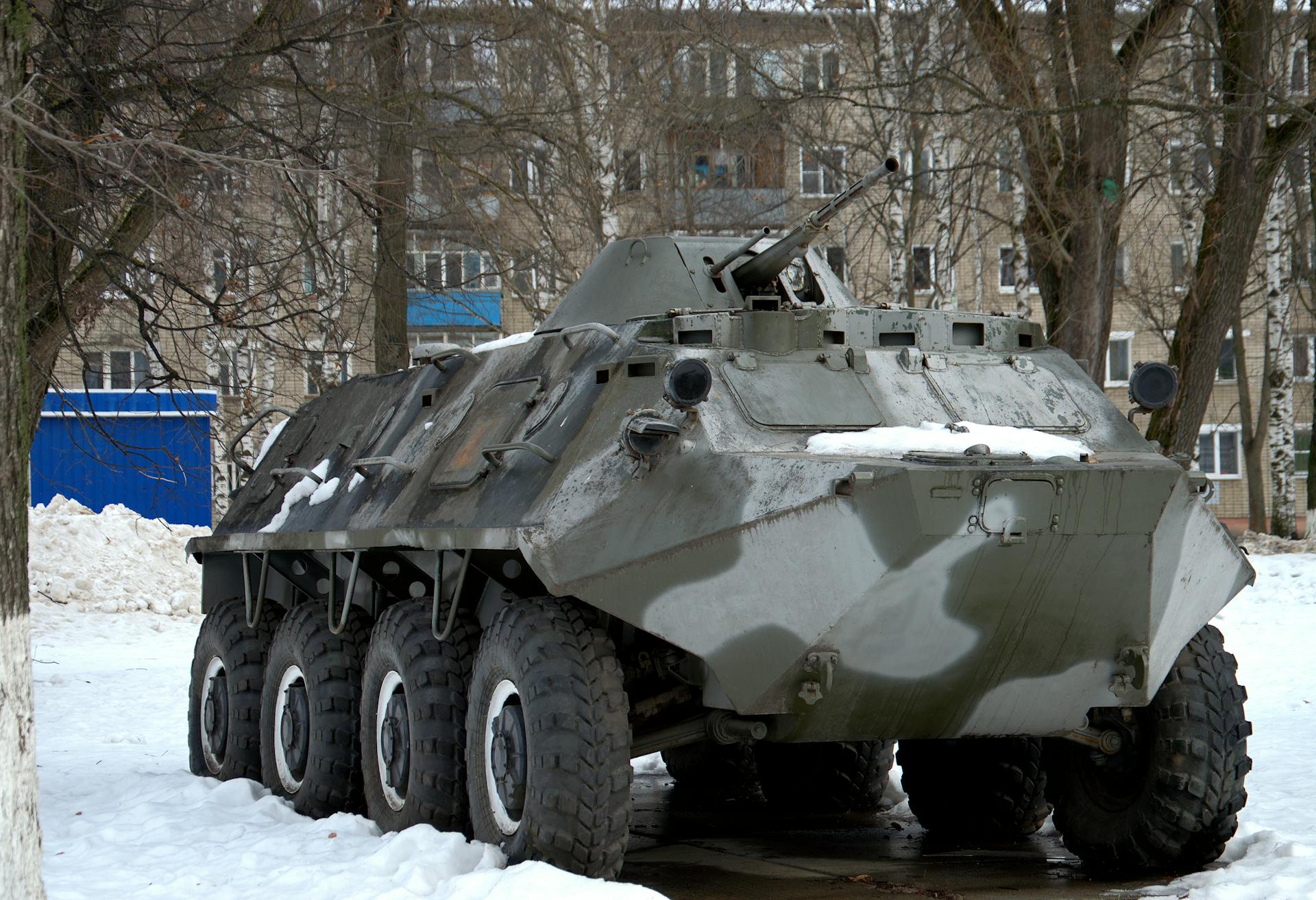 Military Tank Parked in Snow