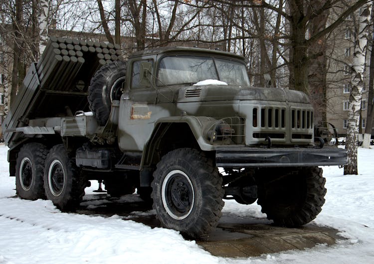 Military Truck On Winter Day