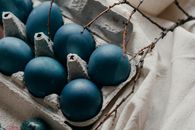 Blue Egg on White Textile