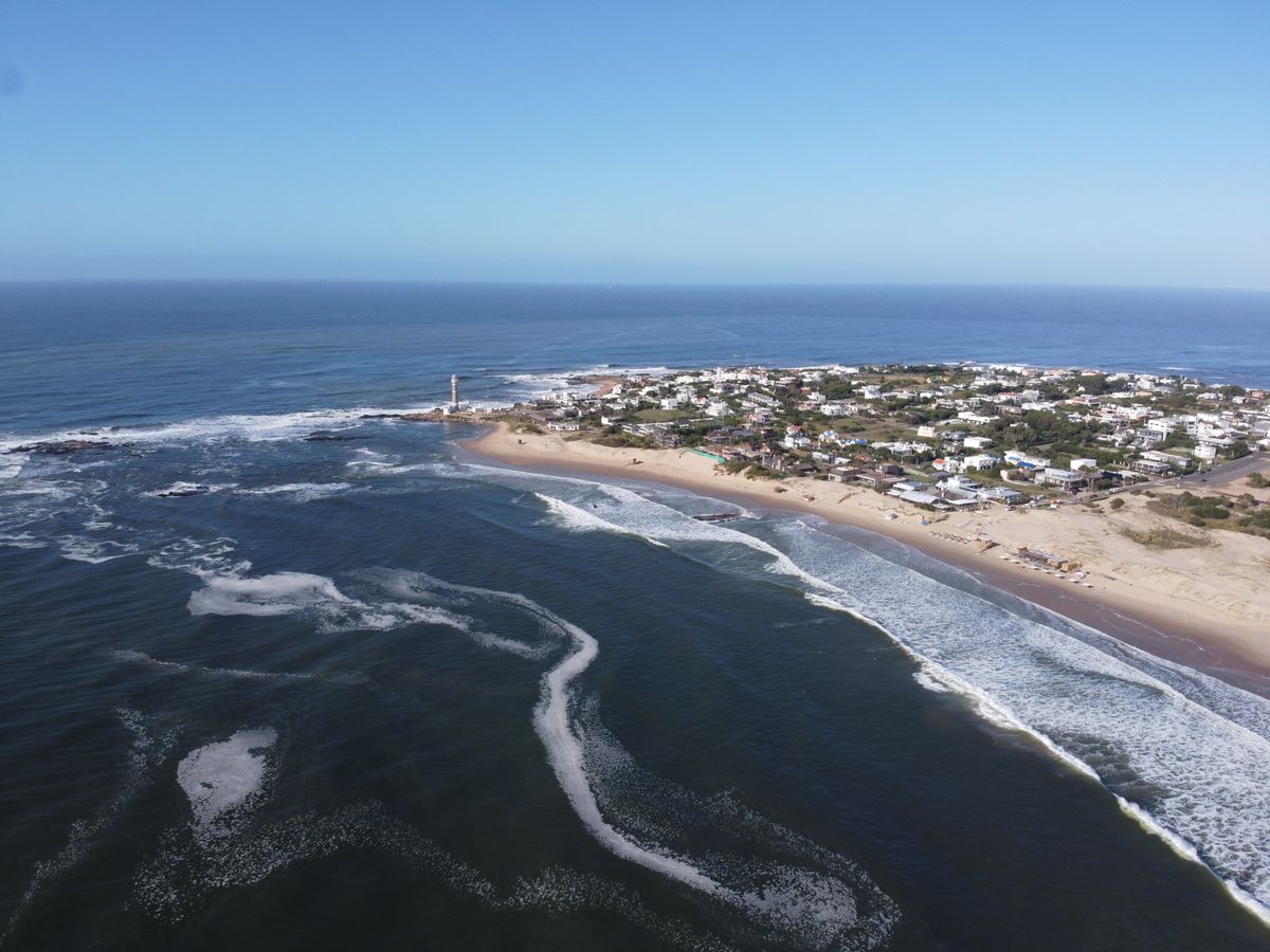 Aerial view of the Atlantic beaches and coastline at Jose Ignacio