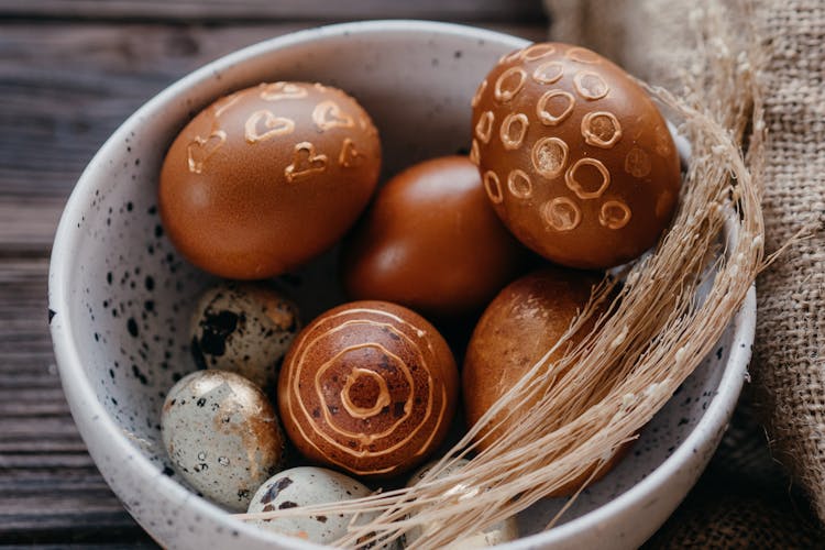 Eggs With Decoration On A Bowl 