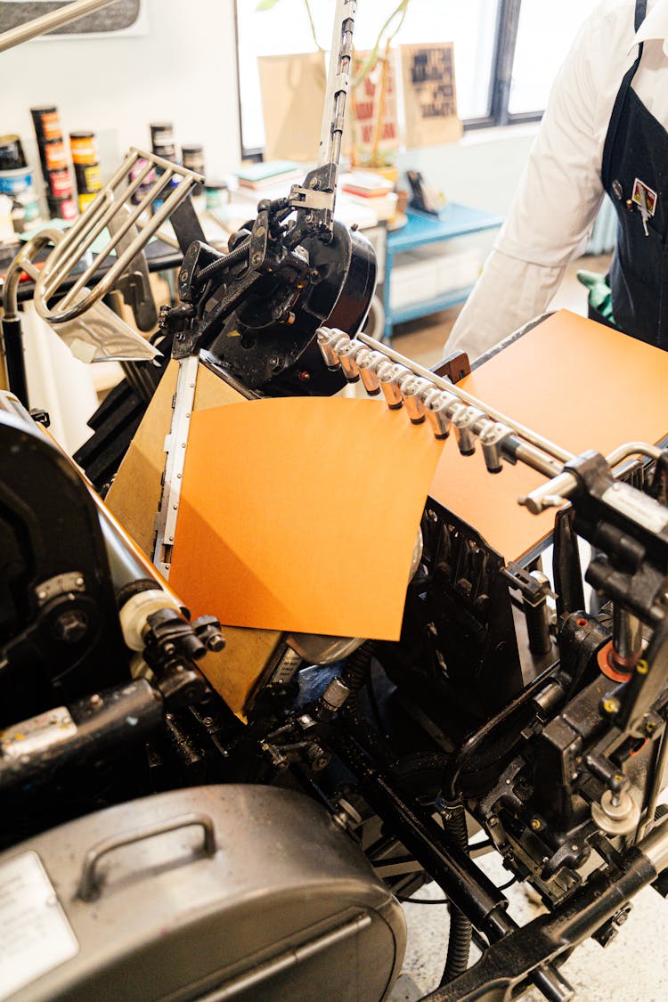 Close Up Of Old Fashioned Printing Machinery