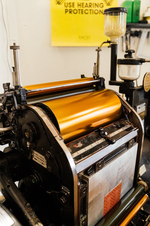 Free Close Up of Old Fashioned Printing Machinery Stock Photo