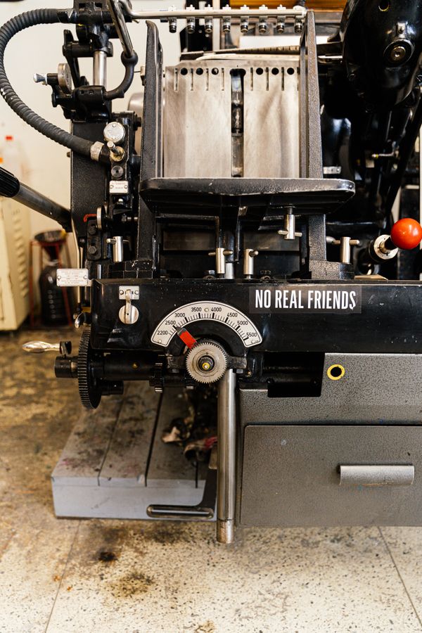 Vintage printing press detail