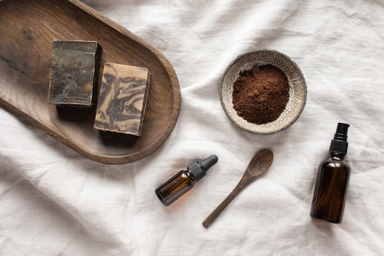 Handmade Soap And Coffee Scrub Prepared For Spa Procedures