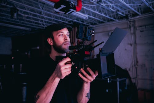 Photo of a Man with a Beard Filming