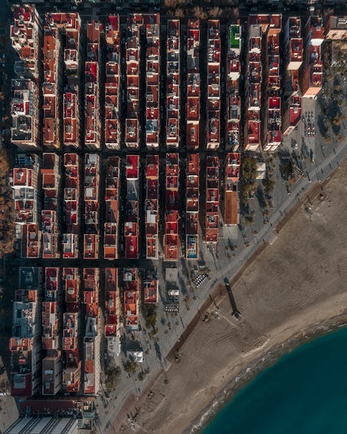 Aerial View of City Buildings Beside Water