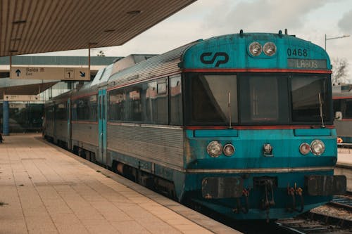 A Blue Train in a Train Station