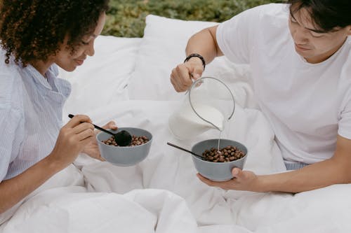 Free Romantic Couple Eating Their Breakfast Stock Photo