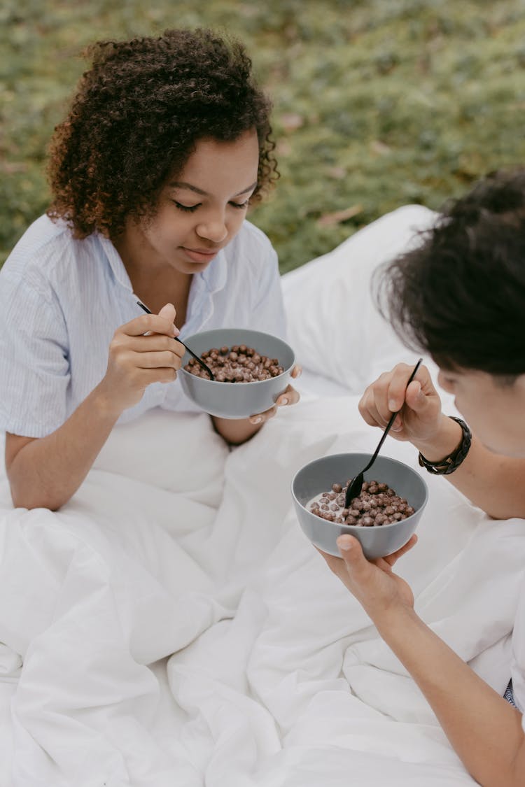 Romantic Couple Eating Their Breakfast