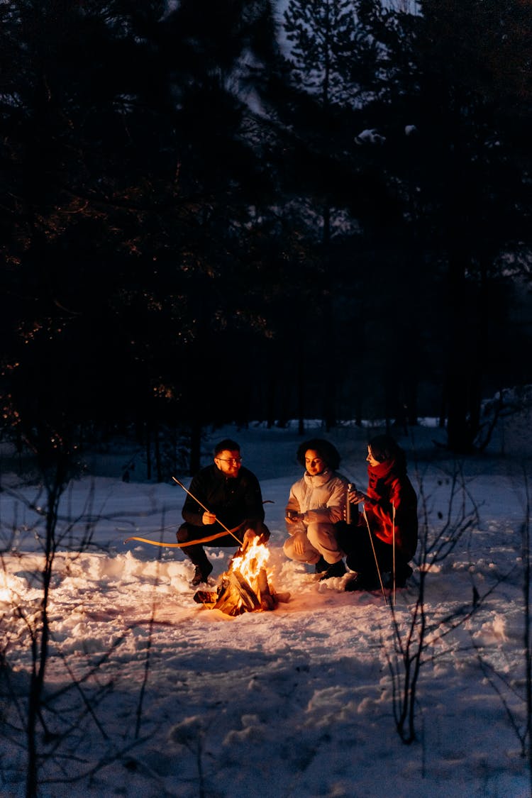 People Sitting By The Campfire