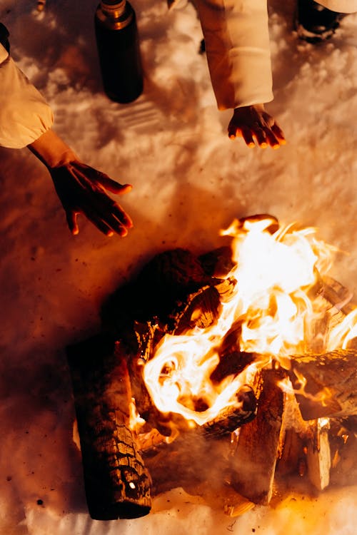 Free Hands Over a Bonfire Stock Photo