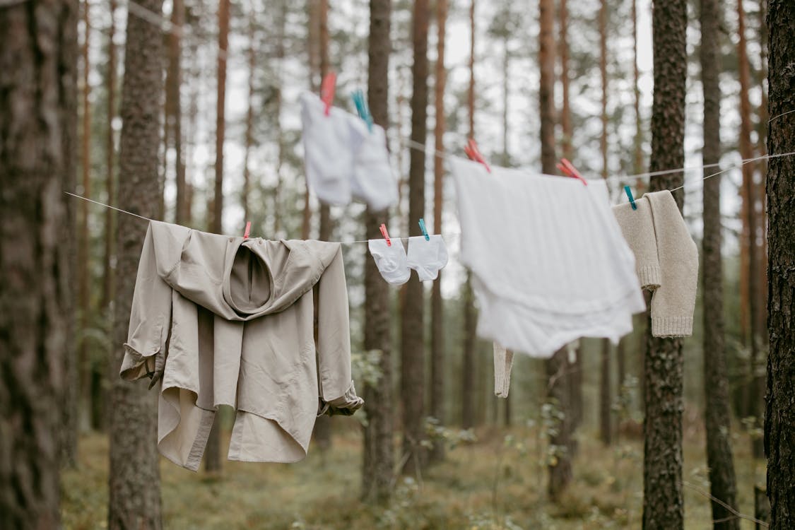 Free Laundry Hanging on a Clothes Line Stock Photo