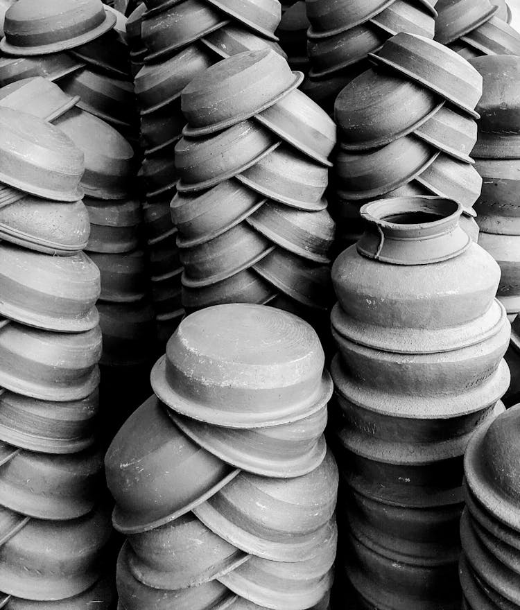 A Pile Of Clay Pots