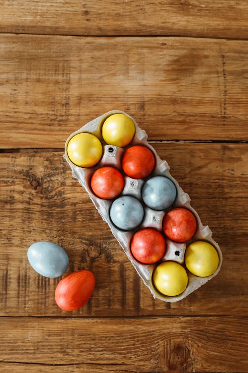 Easter Eggs on Wooden Surface