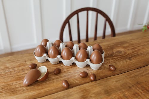 Free Chocolates on an Egg Tray Stock Photo