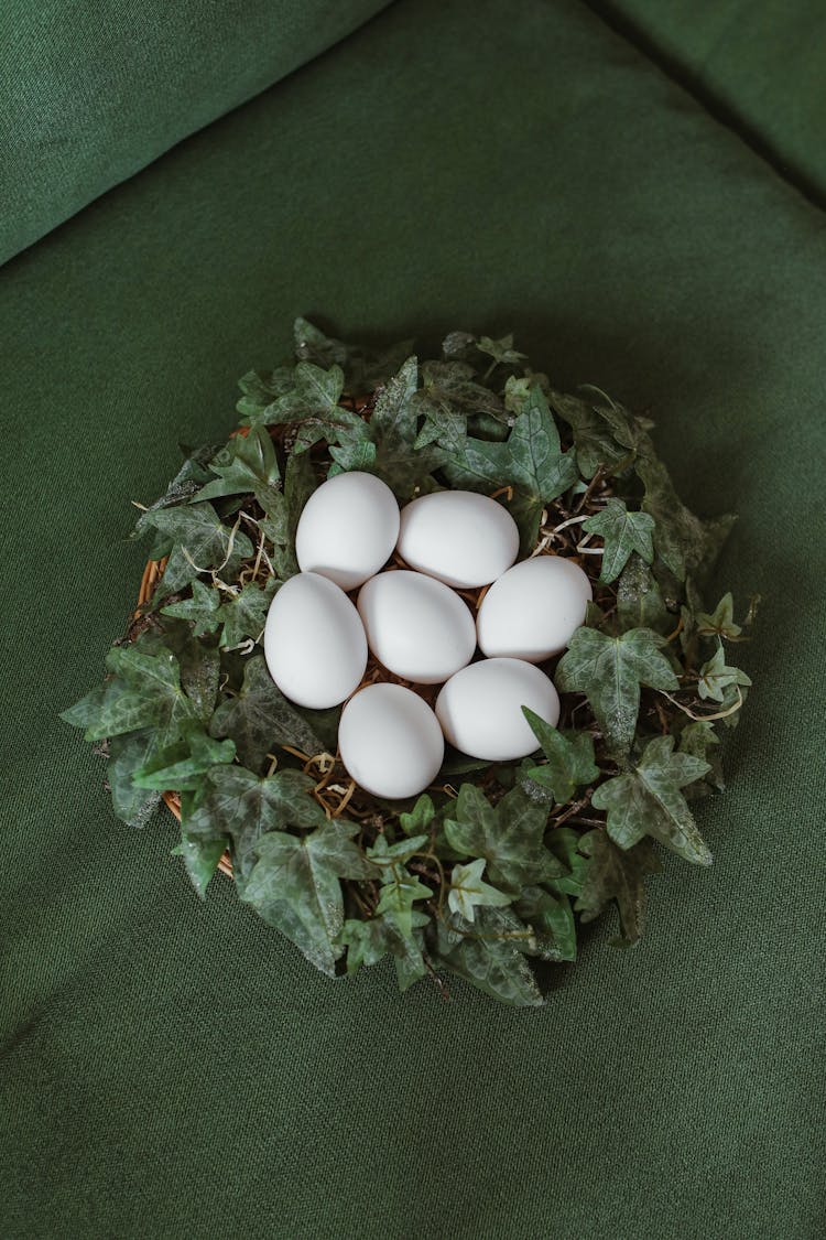 Easter Eggs In Green Basket