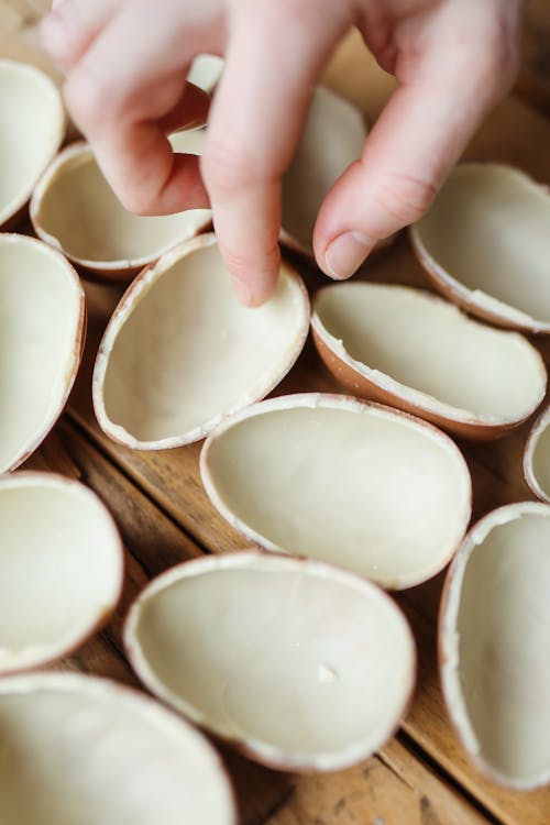 Chocolate Eggs on a Wooden Table 