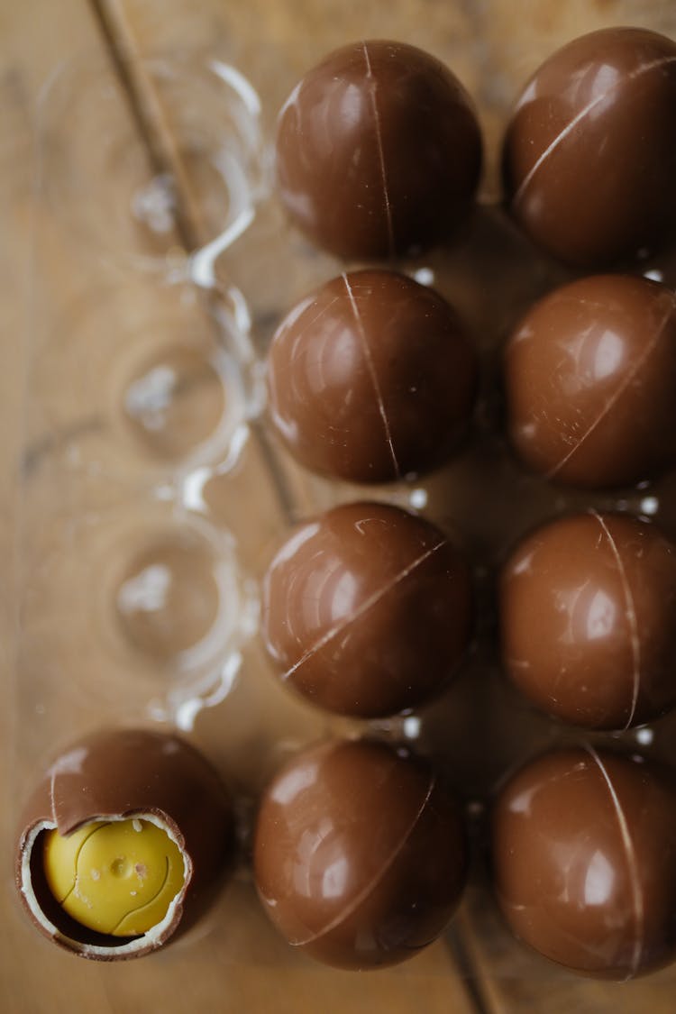 Top View Of Chocolate Eggs