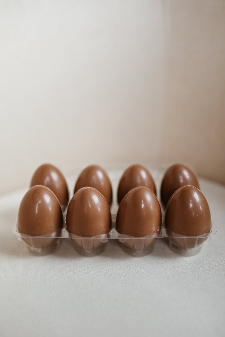 Chocolate Eggs In The Plastic Egg Tray