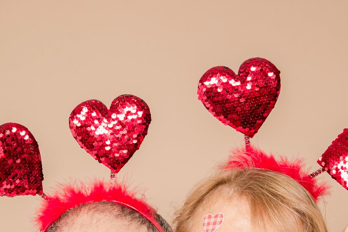 Couple Wearing Heart Headbands