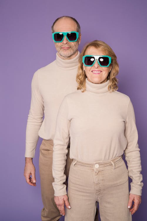 Free Elderly Couple Wearing Matching Outfit Stock Photo
