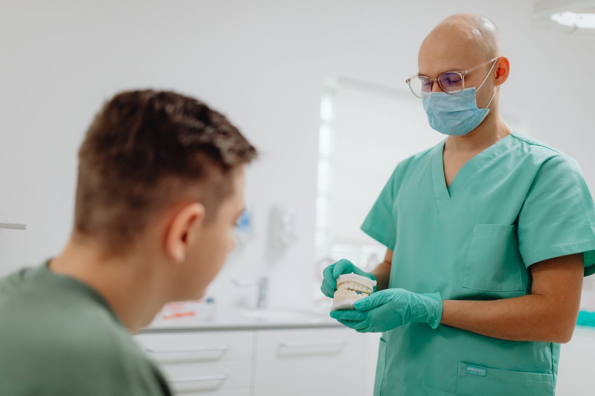 Patient reviewing paperwork and insurance details