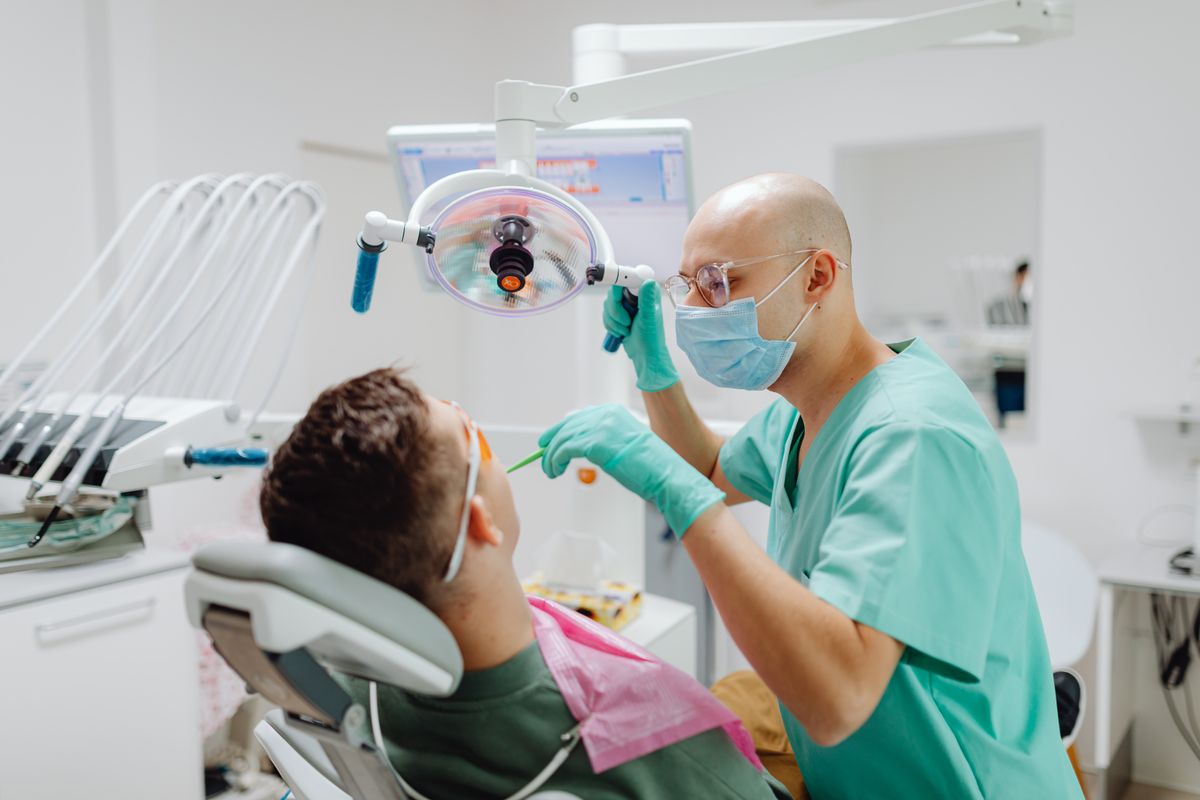 Dental implant procedure in progress
