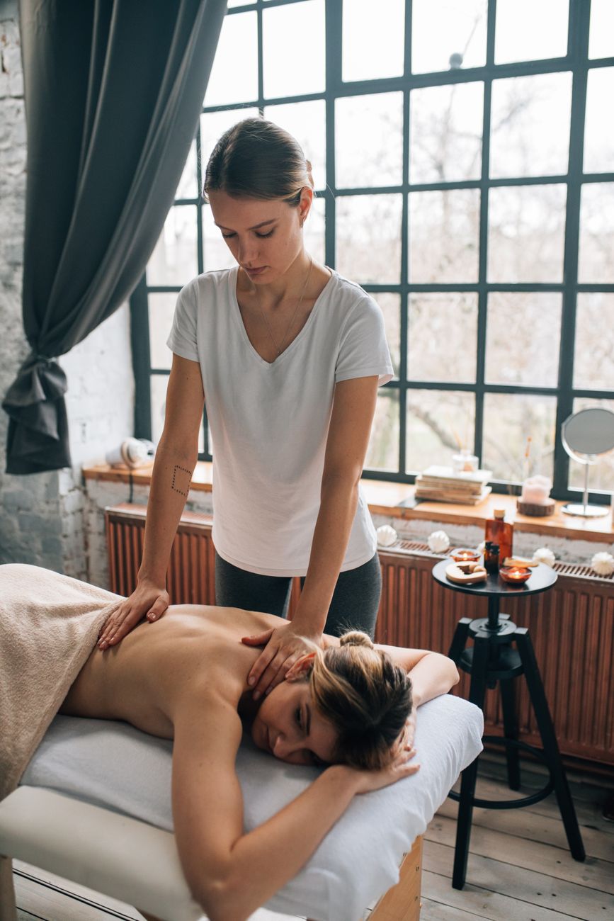 Peaceful wellness studio room prepared for an appointment