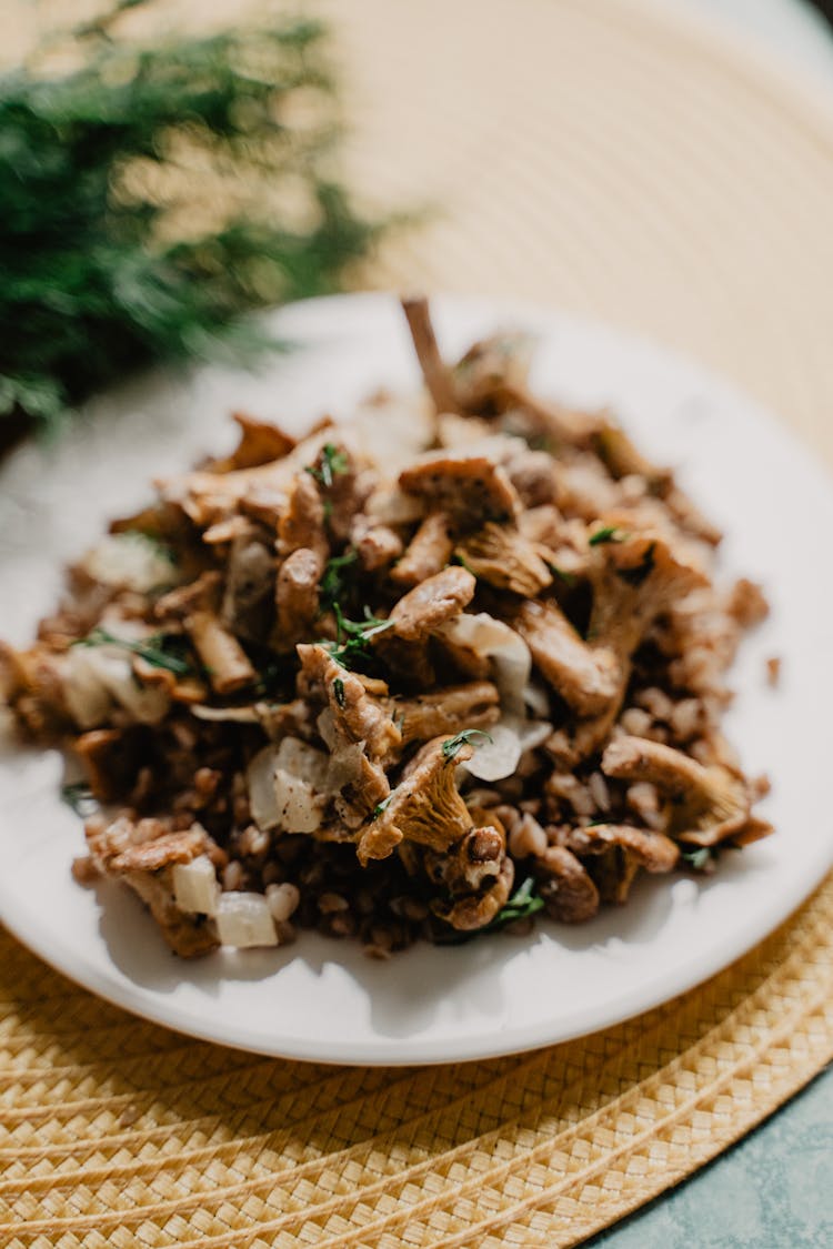 Cooked Mushrooms On A Plate