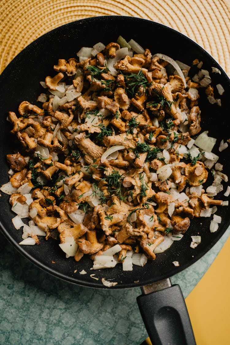 Fried Mushrooms In A Pan