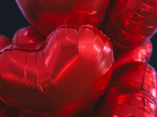 Close-Up Shot of Heart-Shaped Balloons